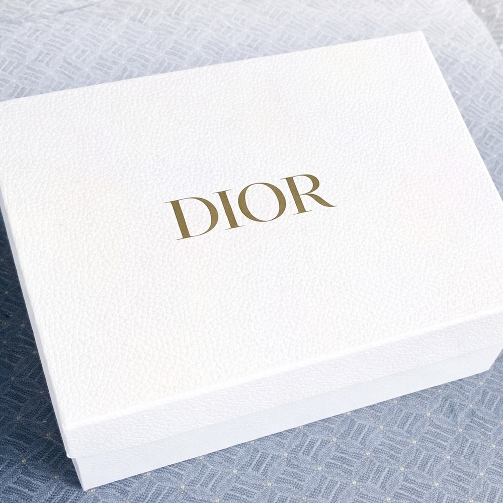 DIOR - Authentic Dior Textured Gift Box – White with Gold Logo – 12x9